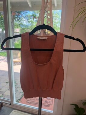 MANGO Sleeveless Knit Crop Top in Dusty Rose